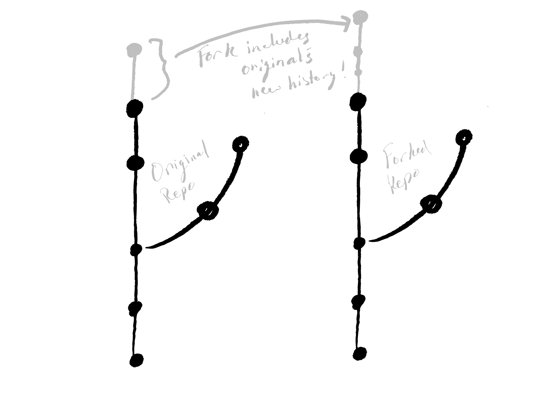 Forked repo & original repo with new commits incorporated into fork